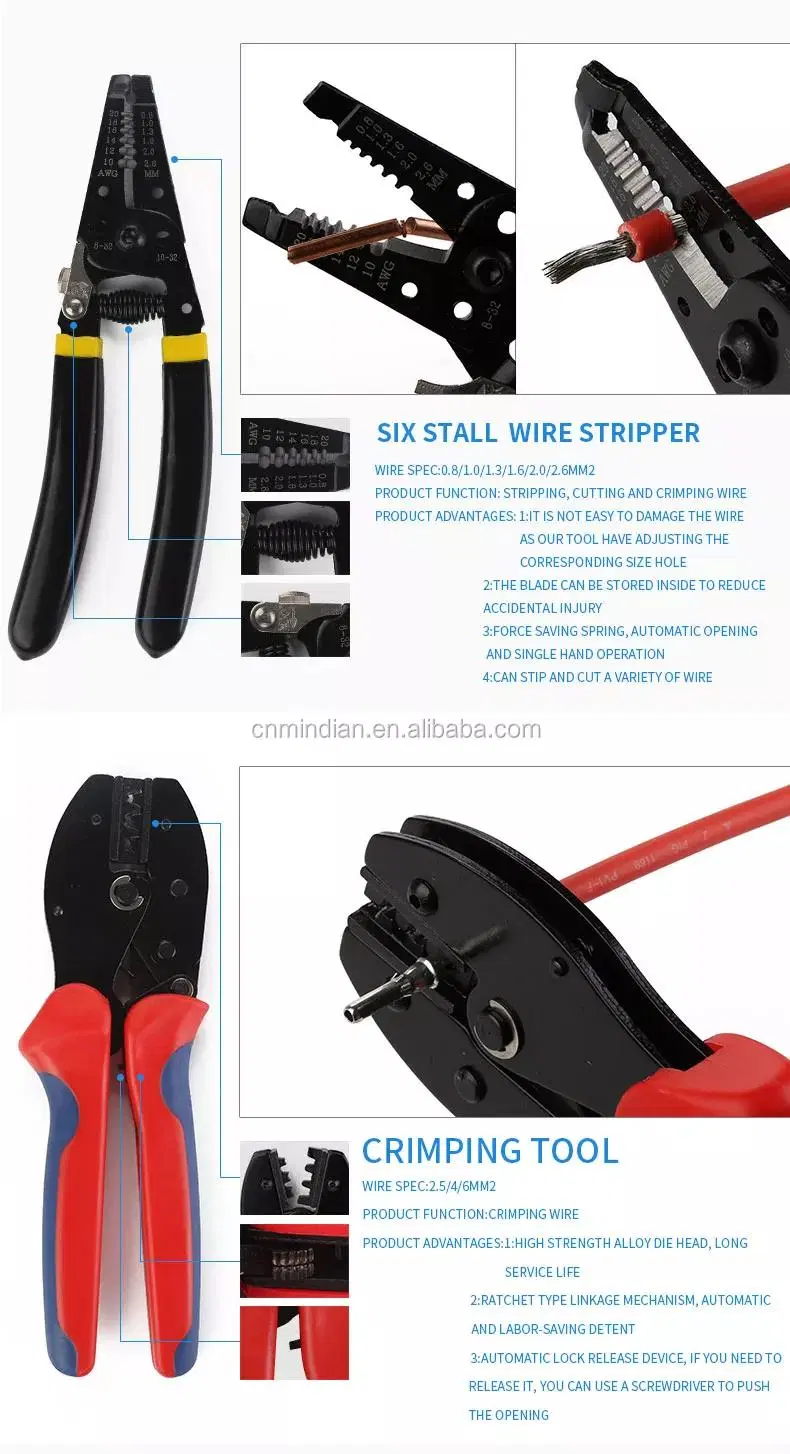 Solar PV Crimping Tool Kit for 2.5/4/6 Square mm Cable Crimping/Cutting/Stripping Tools